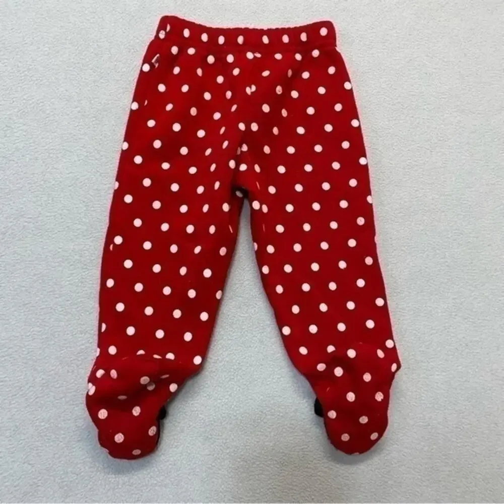 Disney Minnie Mouse Red Polka Dot Footies Pants Size 6-9 Months